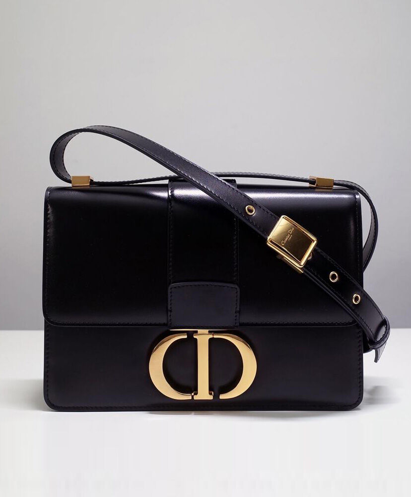 Christian Dior 30 Montaigne Flap Bag Leather Black